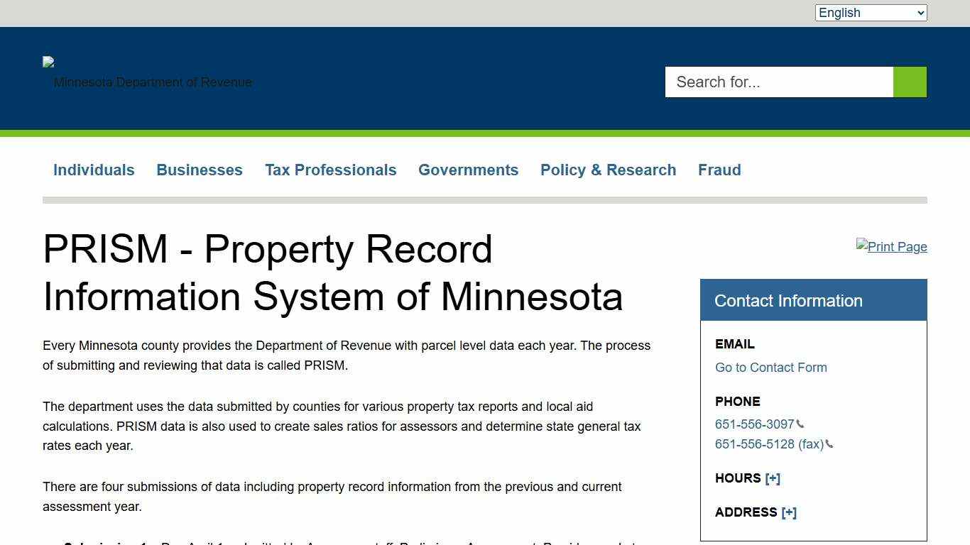 PRISM - Property Record Information System of Minnesota Minnesota Department of Revenue